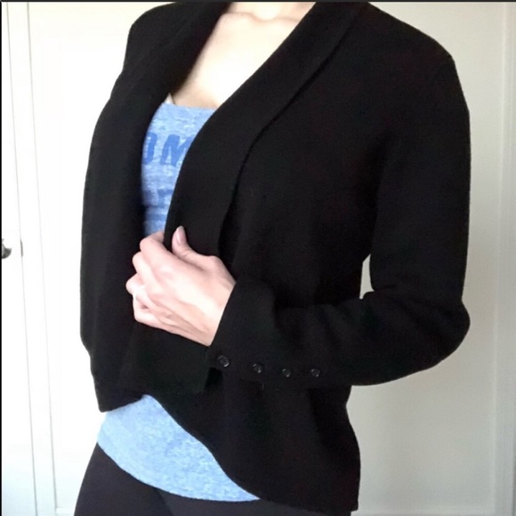 LOFT Sweaters - LOFT Wool Blend Black Open Cardigan Size XL